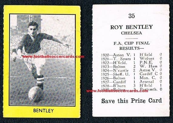 1950 Roy Bentley M M FRAME Sport Aces card, an immensely rare item