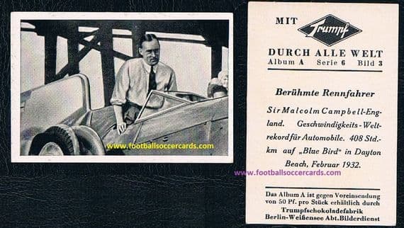 1950 's Malcolm Campbell TRUMPF Durch Alle Welt German trade card
