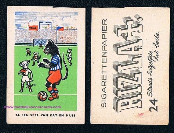1950 's Rizla cat and mice football card from Holland, referee interest