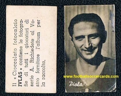 1950 Silvio Piola Novara IVLAS gum card from Italy - one of the rarest Piola cards!