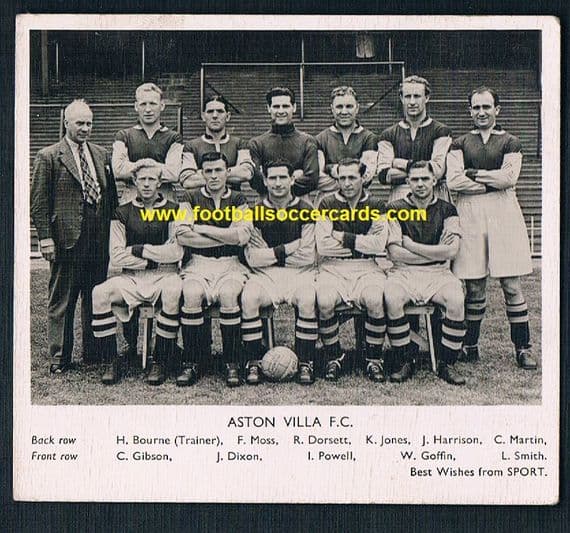 1950 Sport Mag 2nd series Bw trade card Aston Villa extremely rare edition