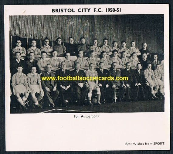 1950 Sport Mag 2nd series Bw trade card Bristol City extremely rare only 2 known
