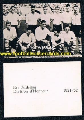 1951 Antwerp Anvers FC Belgian soccer gum card