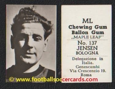 1951 Tage Ivan Jensen Denmark Boldklub Bologna 137 MAPLE LEAF Ballon Gum