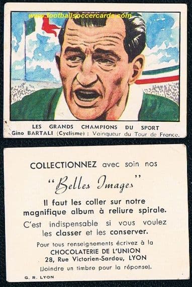 1951 Union Chox, French card, Italian Gino Bartalli World Champ cyclist