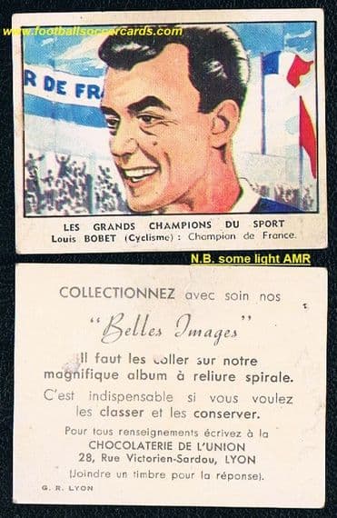 1951 Union Louison Bobet rookie card Tour de France x3 World Champ cyclist