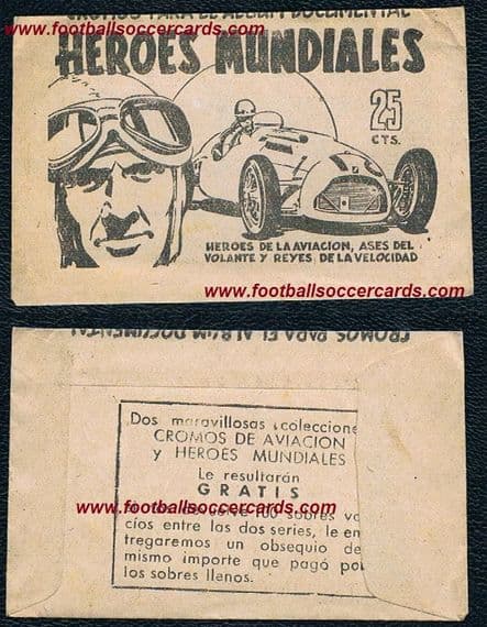 1951 unopened packet of Heroes Mundiales - with a chance of a Fangio ! Spanish rarity