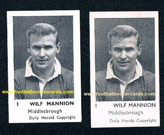 1951 Wilf Mannion 2 varieties Daily Herald cards Boro