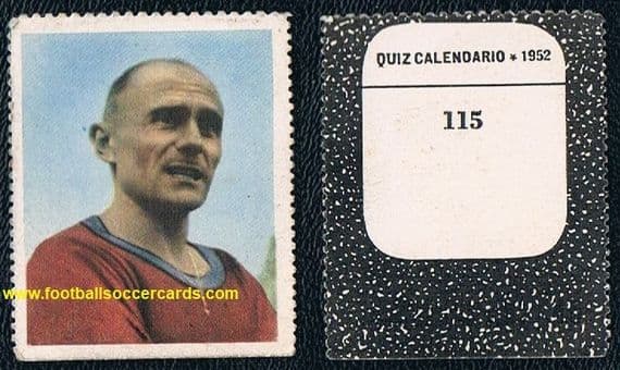 1952 Amedeo Biavati Bologna 115 Mondadori Quiz Calendario trade card