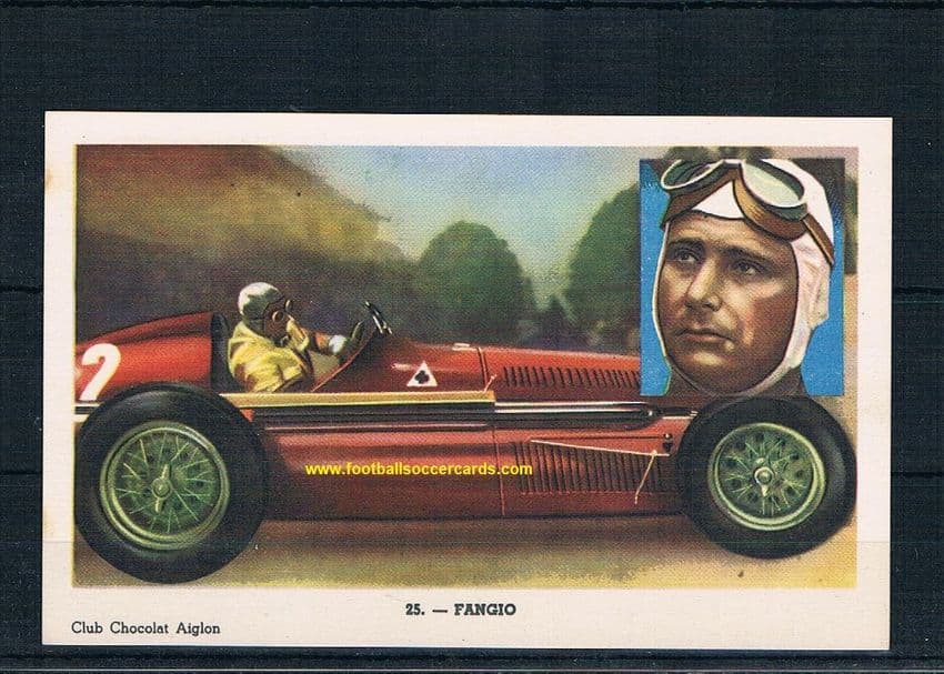 1952 Fangio F1 Aiglon chocolates Belgium card excellent+ not far off n/m