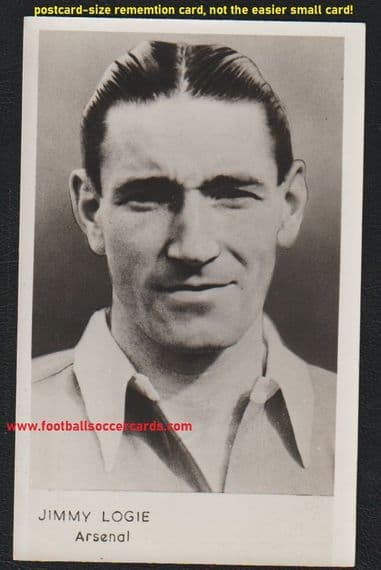 1952 Jimmy Logie Arsenal RARE redemption cabinet card by Sportfoto, not the easier small card