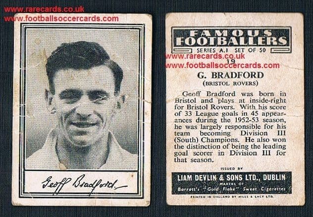 1952 Liam Devlin Ireland Series A1 #19 Geoff Bradford Bristol Rovers