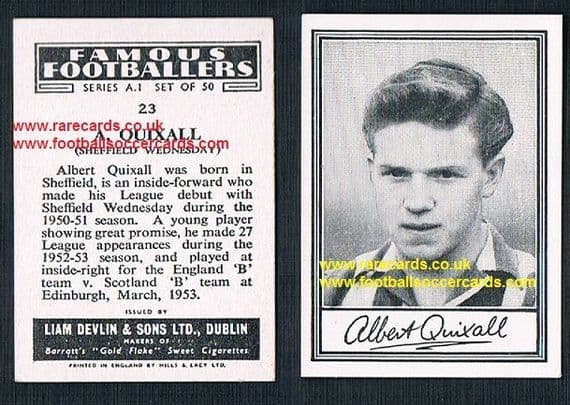 1952 Liam Devlin Ireland Series A1 #23 Albert Quixall Wednesday