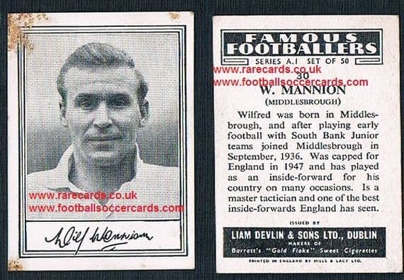 1952 Liam Devlin Ireland Series A1 #30 Wilf Mannion Middlesbrough