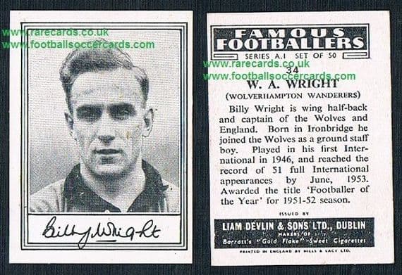 1952 Liam Devlin Ireland Series A1 #34 Billy Wright Wolves