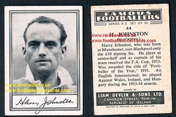 1952 Liam Devlin Ireland Series A2 #44 Harry Johnstone Blackpool