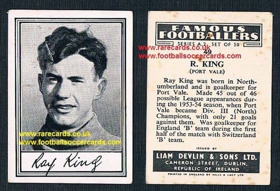 1952 Liam Devlin Ireland Series A2 #49 Ray King Port Vale