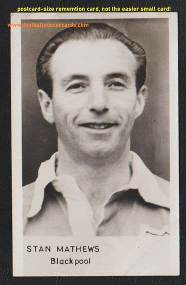 1952 Stanley Matthews BLACKPOOL rare redemption cabinet card by Sportfoto, not the easier small card