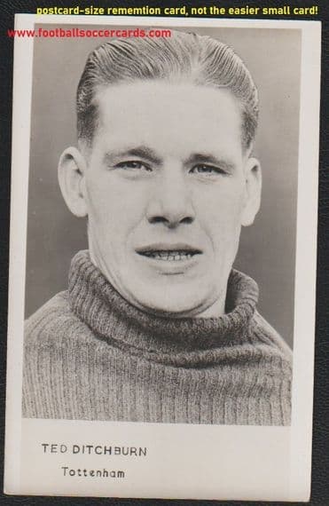 1952 Ted Ditchburn SPURS rare redemption cabinet card by Sportfoto, not the easier small card