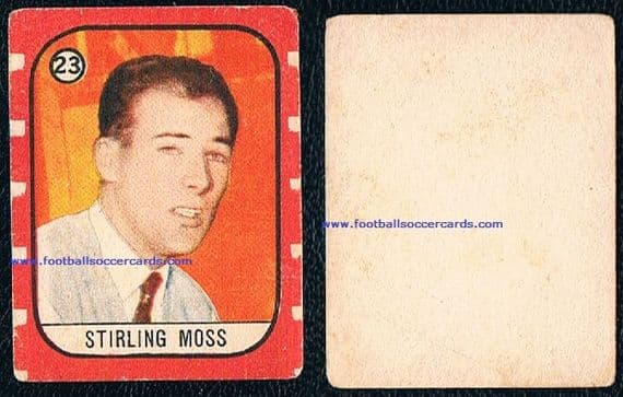 1953 -54 Sterling Moss ROOKIE Cicogna 1st VERSION trade card from Italy #23