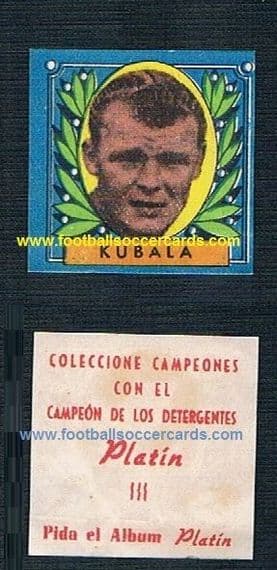 1953 blue Platin Spanish detergents KUBALA rookie blue front with red back RARITY!