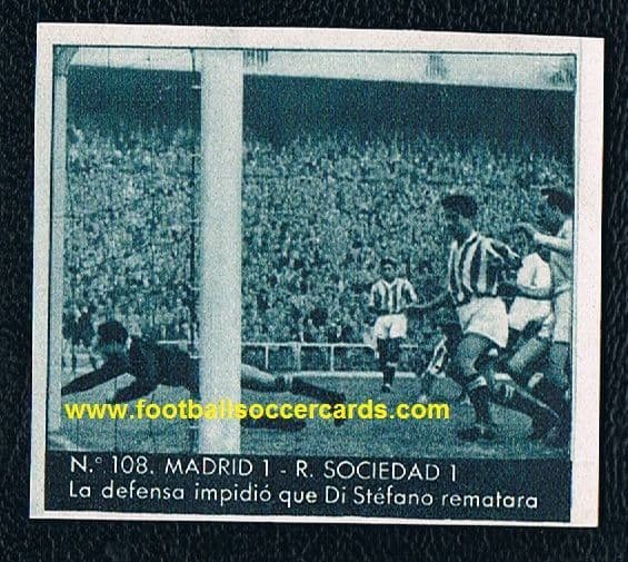 1953 Bruguera La Liga collection 108 Di Stefano HIGH QUALITY Real Madrid v Real Sociedad