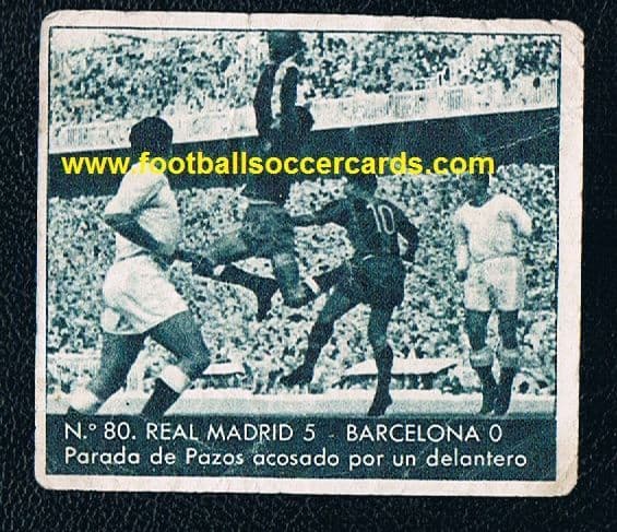 1953 Bruguera La Liga collection 80 Real Madrid v Barcelona - faults