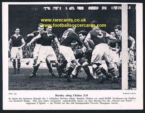 1953 Burnley Chelsea West Germany newspaper supplement plain back