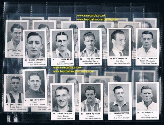 1953 Daily Herald BARGAIN 26 cards Leeds Spurs Wolves Liverpool Arsenal