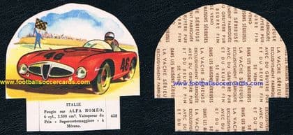 1953 Fangio rarity, Alfa Romeo Supercortemaggiore winner early 1953 French Serious Cow cheese card