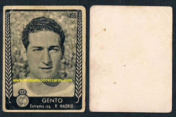 1953 Gento by Bruguera early Gento card, Real Madrid low price due to faults