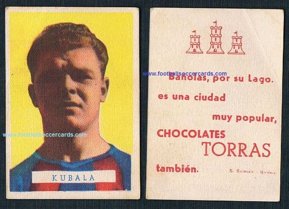 1953 Kubala Torras typical gum-card size rarity from Spain creased rookie card