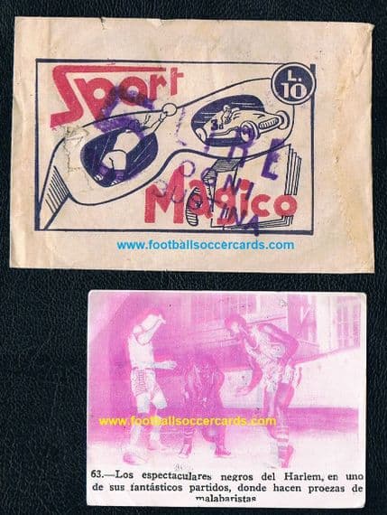 1953 Spanish Sport Magico sticker harlem Globe Trotters basketball 63 & Italian packet, same series