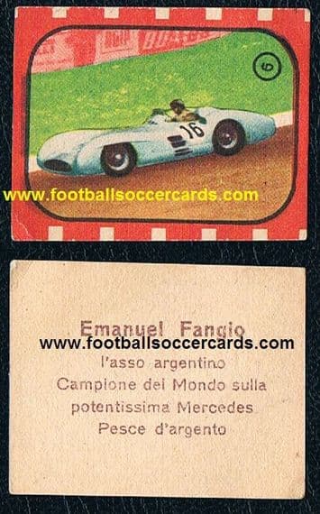 1954 -55 Cicogna FANGIO 6 Mercedes card cc very rare Italian gem