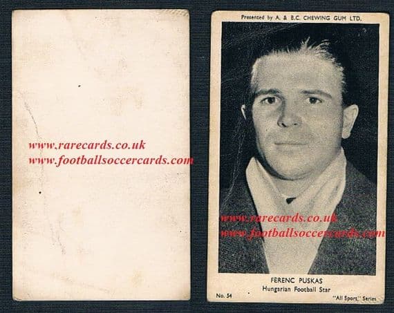 1954 All Sports A&BC Gum 54 Puskas