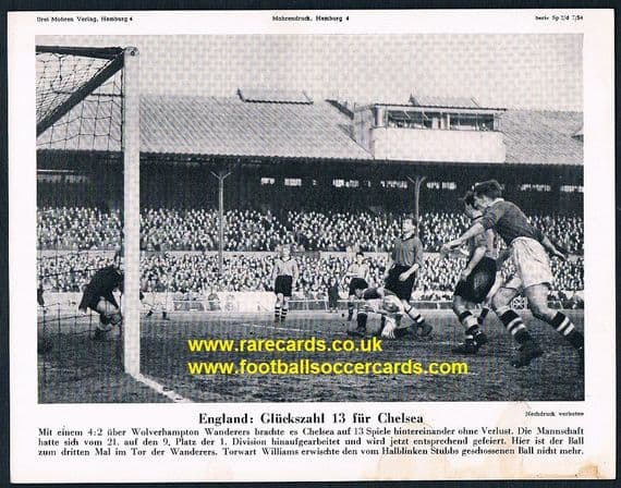 1954 Mohrendruck Wolves v Chelsea German newspaper supplement