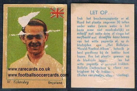 1955 -56 Bolletje Dutch Wereld Voetbal transfer England Bill Eckersley Blackburn Rovers