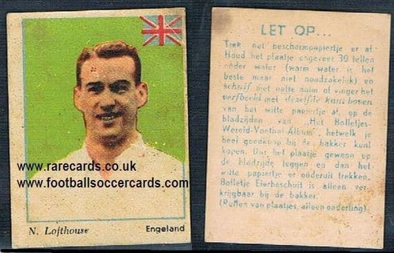 1955 -56 Bolletje Wereld Voetbal transfer Nat Lofthouse Bolton Wanderers England