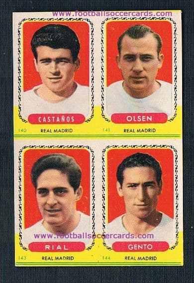 1955 Bruguera UNIQUE quad, UNCUT 4 with GENTO, OLSEN & RIAL Real Madrid UNIQUE ITEM!