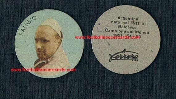 1955 Fangio SUPER COOL RARITY by Ferrero chox an Italian metal disc card x3 times World Champion