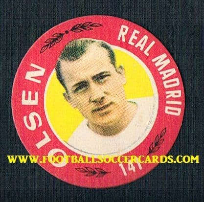 1955 Roque Olsen Argentina Real Madrid Flying Saucer card by Bruguera