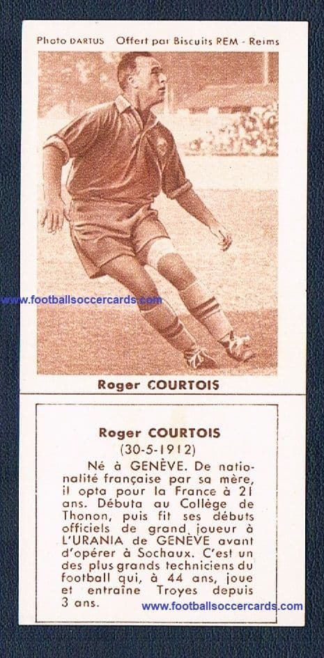 1956 Roger Courtois REM card France & Sochaux LEGEND type 1 - with LINE made of paper