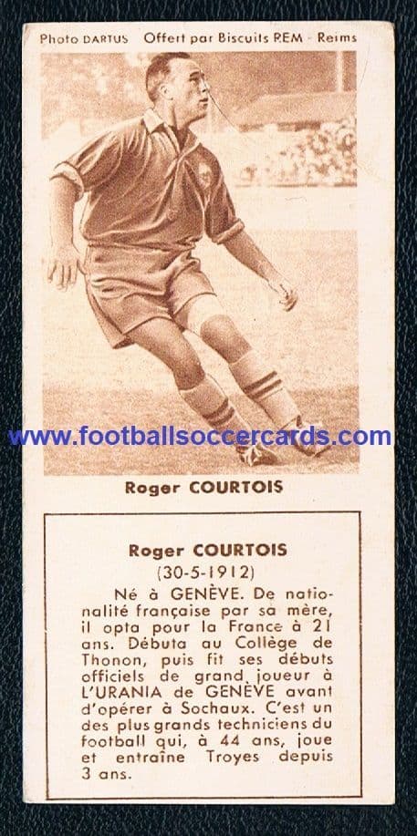 1956 Roger Courtois REM card Sochaux & France legend type 2, cardstock