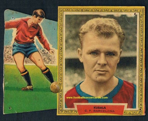 1957-58 Kubala Barcelona packet issue card rare with side holder