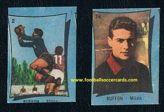 1957 -58 Lorenzo Buffon AC Milan Italia & FIFA XI GOALIE PAIR Nannina cards 2 & 74 PAIR of cards