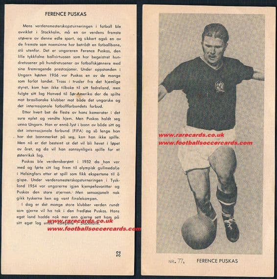 1957-58 Puskas Schibsted  Aftenposten - from BEFORE Real Madrid!