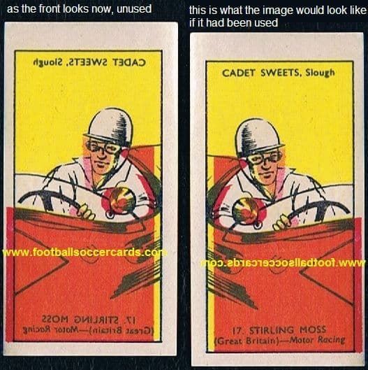 1957 Cadet Sweets Stirling Moss F1 decal waterslide transfer as new, UNused