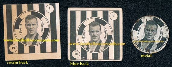 1957 John Charles trio all 3 VAV types 2 different cards 1 metal disc Juventus 9 10
