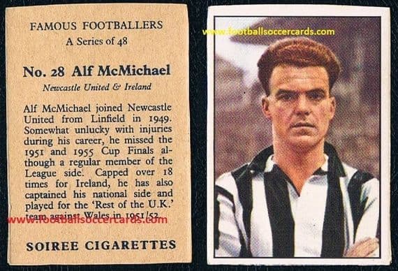 1958 Alf McMichael 28 Newcastle N.Ireland SOIREE CIGARETTES PACKET ISSUE super-rare card