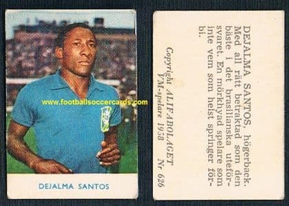 1958 Alifa DJALMA SANTOS Brazil Swedish WC58 original light wear CLASSIC!